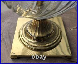VERY RARE Vintage Antique Lamp Milk Glass Crystal Brass