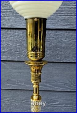 VERY RARE Vintage Antique Lamp Milk Glass Crystal Brass