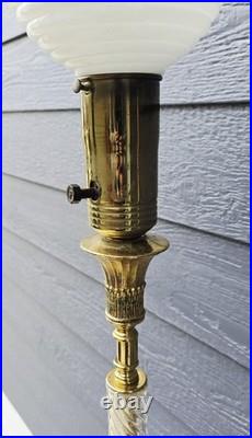 VERY RARE Vintage Antique Lamp Milk Glass Crystal Brass