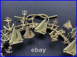 VERY RARE! Vintage DRESDEN Brass NAUTICAL WREATH Antique Metal ANCHORS BOATS