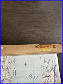 VERY RARE Vintage ROLLKA Map Of Germany Brass Case Pull Down Double sided EUC