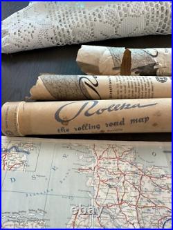 VERY RARE Vintage ROLLKA Map Of Germany Brass Case Pull Down Double sided EUC