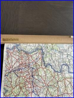 VERY RARE Vintage ROLLKA Map Of Germany Brass Case Pull Down Double sided EUC