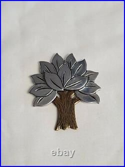 VERY RARE Vintage TREE OF LIFE Brass & STERLING SILVER Brooch PIN by JAMES AVERY