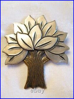VERY RARE Vintage TREE OF LIFE Brass & STERLING SILVER Brooch PIN by JAMES AVERY