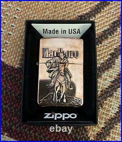 VERY RARE Zippo Lighter Brass Marlboro 2002