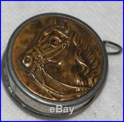 VERY RARE brass RELIEF HORSE With GLASS EYETAPE MEASURE NOVELTY