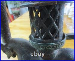 VERY RARE cast east Asian bronze/brass incense burner mythical horned beast