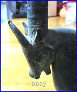 VERY RARE cast east Asian bronze/brass incense burner mythical horned beast