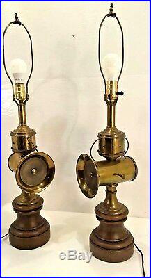 VERY RARE vintage Antique Car Vintage Brass Table LampsMid Century Horn Speaker
