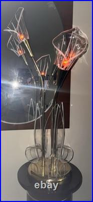 VERY Rare 70s Vintage Flower Calla Lily Lucite/Acrylic Lamp with Brass Base