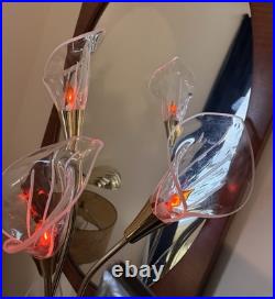 VERY Rare 70s Vintage Flower Calla Lily Lucite/Acrylic Lamp with Brass Base
