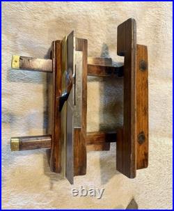 VERY Rare Antique W. Sargent of Reading Plow Plane 2 Cutters Brass Fittings, EXC