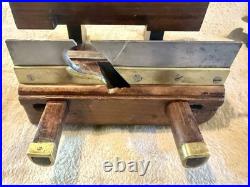 VERY Rare Antique W. Sargent of Reading Plow Plane 2 Cutters Brass Fittings, EXC