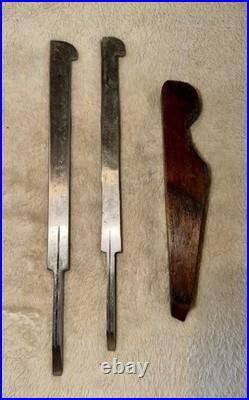 VERY Rare Antique W. Sargent of Reading Plow Plane 2 Cutters Brass Fittings, EXC