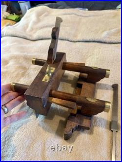 VERY Rare Antique W. Sargent of Reading Plow Plane 2 Cutters Brass Fittings, EXC