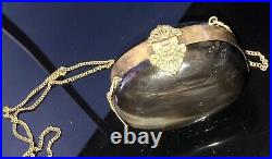 VINTAGE 1930's Women's Egg Bag/Purse with Brass Blue Velvet Interior VERY RARE