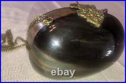 VINTAGE 1930's Women's Egg Bag/Purse with Brass Blue Velvet Interior VERY RARE