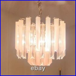 VINTAGE Clear Pink Brass Lucite Chain Chandelier VERY RARE