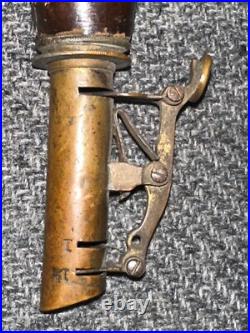 VINTAGE VERY RARE 2 1/2 lbs LEATHER & BRASS BLACK POWDER FLASK EARLY ANTIQUE