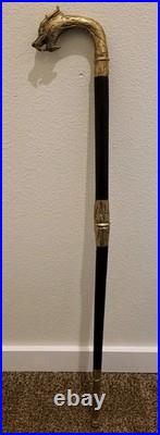 VTG. Ornate Dragon Head. Copper/Brass/Wood. 39 Walking Cane. Very Rare