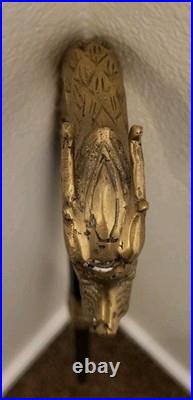 VTG. Ornate Dragon Head. Copper/Brass/Wood. 39 Walking Cane. Very Rare