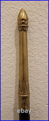 VTG. Ornate Dragon Head. Copper/Brass/Wood. 39 Walking Cane. Very Rare