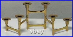 VTG RARE HTF Brass Articulated Six Candleholder MCM Very Good To Ex. Used Cond