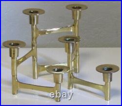 VTG RARE HTF Brass Articulated Six Candleholder MCM Very Good To Ex. Used Cond