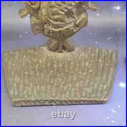 VTG USNA NAVY Class Of 1935 Brass Bookends WWII Military Eagle Tall Ship RARE