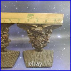 VTG USNA NAVY Class Of 1935 Brass Bookends WWII Military Eagle Tall Ship RARE