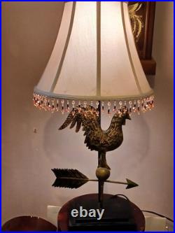 VTG Weather vane Rooster Lamp, Cast Brass Mid 20th Century Very RARE