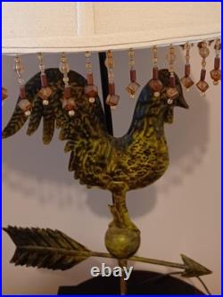 VTG Weather vane Rooster Lamp, Cast Brass Mid 20th Century Very RARE