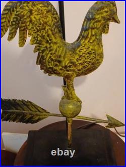 VTG Weather vane Rooster Lamp, Cast Brass Mid 20th Century Very RARE