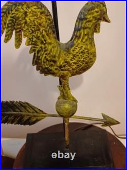 VTG Weather vane Rooster Lamp, Cast Brass Mid 20th Century Very RARE