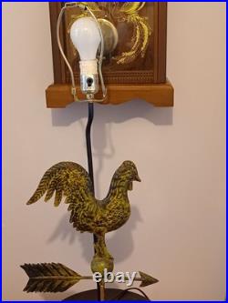 VTG Weather vane Rooster Lamp, Cast Brass Mid 20th Century Very RARE