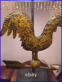 VTG Weather vane Rooster Lamp, Cast Brass Mid 20th Century Very RARE