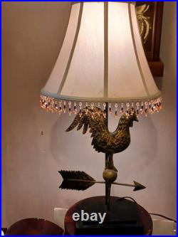 VTG Weather vane Rooster Lamp, Cast Brass Mid 20th Century Very RARE