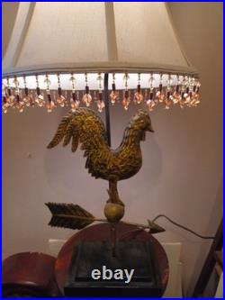 VTG Weather vane Rooster Lamp, Cast Brass Mid 20th Century Very RARE