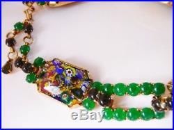 Verified Schreiner millefiori necklace Italian glass cabs jade green very rare