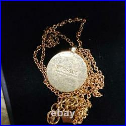 Versace Chain necklace gold Medusa pendant Round Very Rare unused Ladies Auth