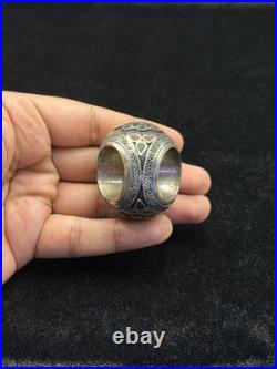 Very Beautiful Silver Rare Old Ring With Islamic Writing On Agate Stone