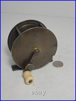 Very Early RARE C. 1845 Brass crank wind winch reel J Jones Maker 3 3/4 LONDON