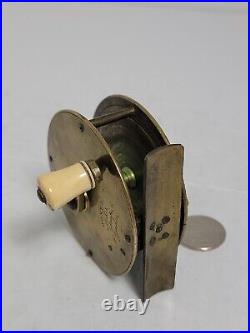 Very Early RARE C. 1850 Brass crank wind winch reel 2 3/4 Jones Maker LONDON UK