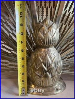 Very Hard To FindRARE VTG brass PINEAPPLE peacock fan fireplace screen