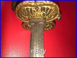 Very Old 34 Rare Antique 18th Century Sword w Horse Drawn Soldier Brass Handle