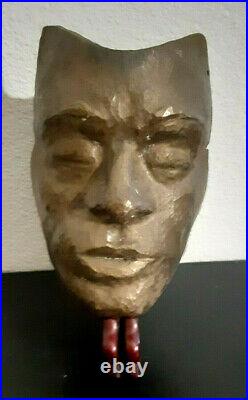 Very Old Rare Hammered Brass Death Mask & Free Haunted Antiques book