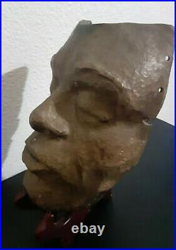 Very Old Rare Hammered Brass Death Mask & Free Haunted Antiques book