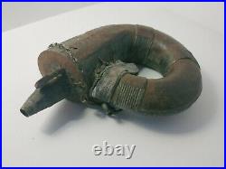 Very Old and Unique Rare Black Powder Horn Cooper Antique Gold Brass Handmade