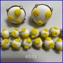 Very RARE 60 Vintage marked Crown Trifari lamp work art glass necklace earrings